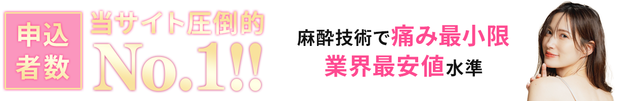 当サイト圧倒的申込者数ナンバー１！麻酔技術で痛み最小限業界最安値水準