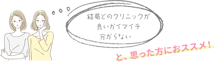 結局どのクリニックが良いかイマイチ分からない…と、思った方におススメ！